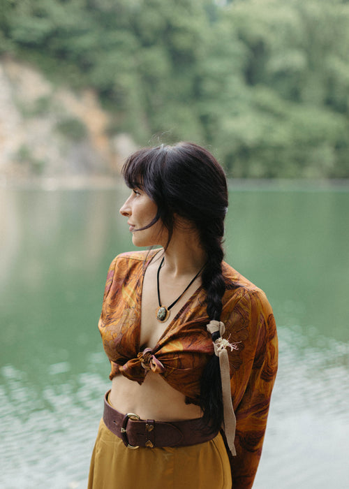 Light blue and brown turquoise pendant