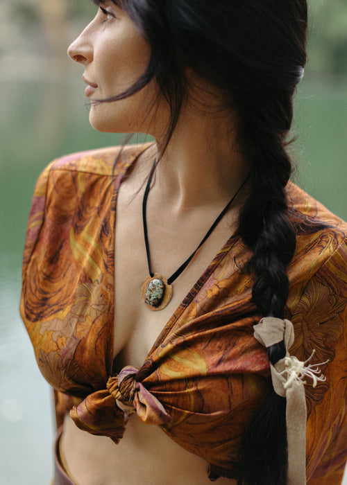 Light blue and brown turquoise pendant