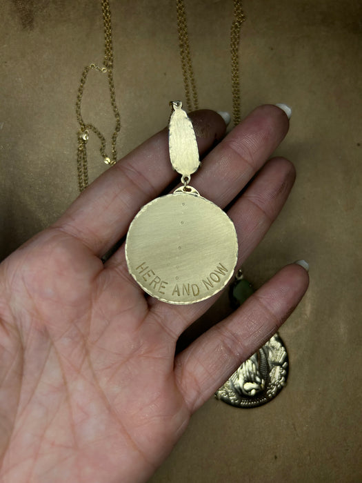 14k filled coin pendant necklace with Turquoise - Our Lady of Guadalupe