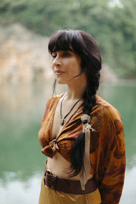 Light blue and brown turquoise pendant