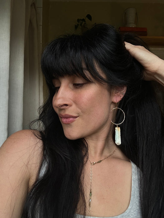 Amazonite hoop earrings