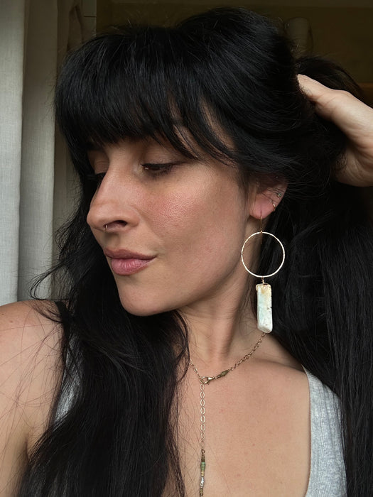 Amazonite hoop earrings