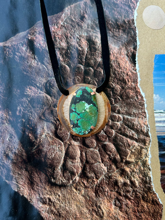 Dark green turquoise pendant