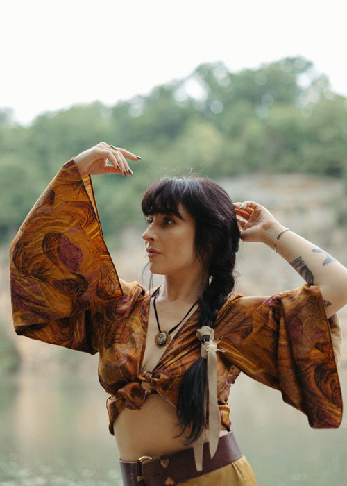 Light blue and brown turquoise pendant