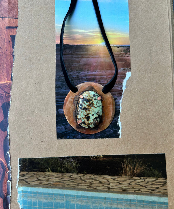 Light blue and brown turquoise pendant