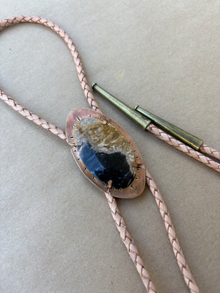 Black + Tan agate bolo tie