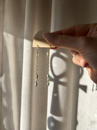 Turquoise and Pearl chain earrings