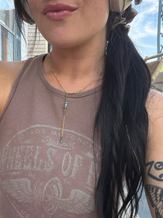 Pearl and Turquoise 14k Plated Drop Necklace