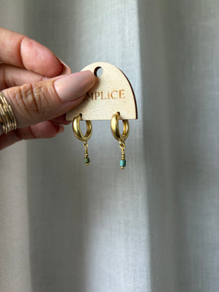 Turquoise and Terracotta Huggie Hoops