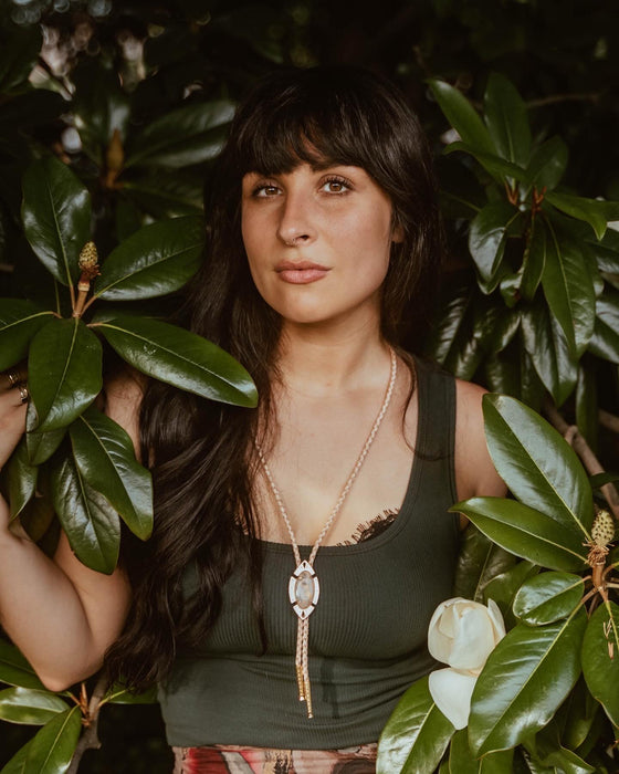 White Lace Agate bolo tie "Own Your Dreams"