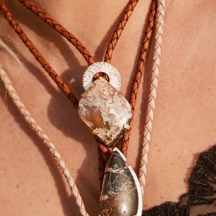 Whatever It Was - Cream Lace Agate bolo tie