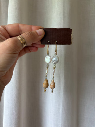 Shell, Pearl, and Sea Glass earrings