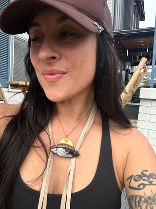 Black and Tan Petrified Wood Suede Bolo Tie