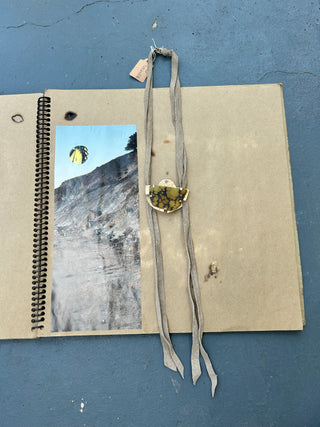 Green turquoise suede bolo tie