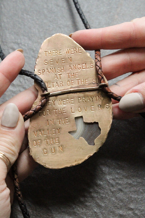 Brown Lace Agate Bolo Tie - Seven Spanish Angels