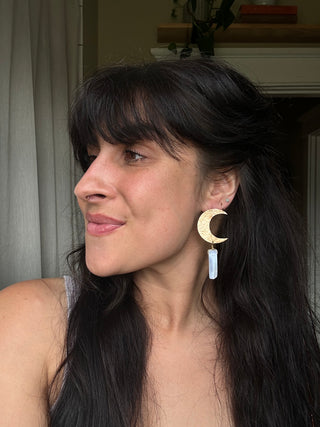 Large bronze moons with blue lace agate