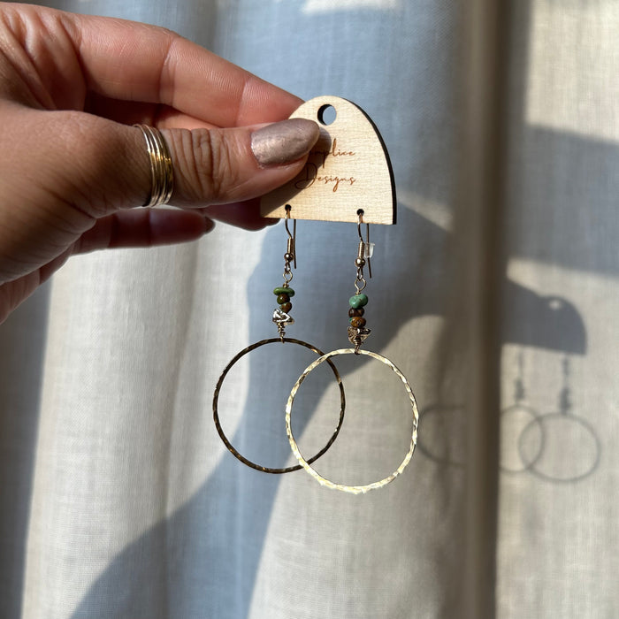 14 k plated hoops with turquoise