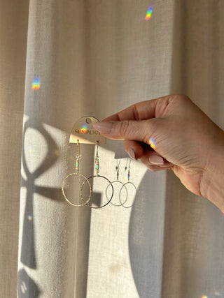 Turquoise and terracotta gold textured hoops