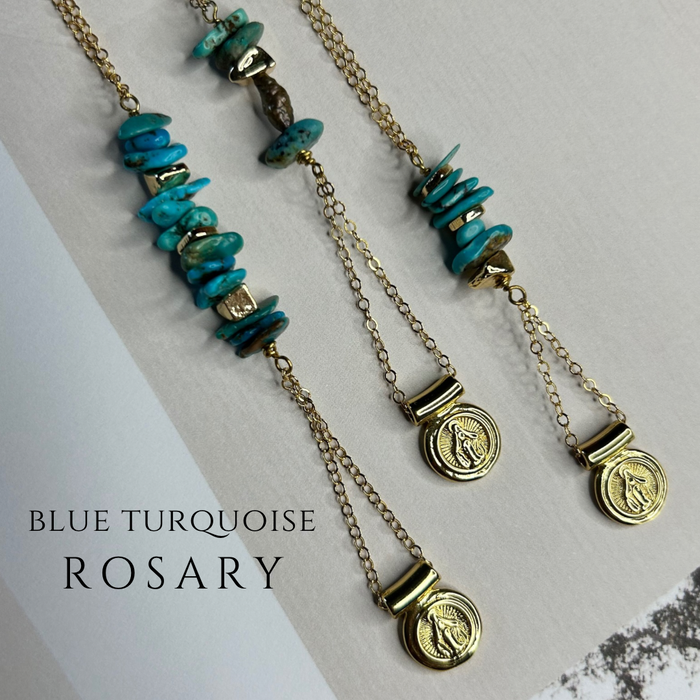 Blue Turquoise Rosary necklaces