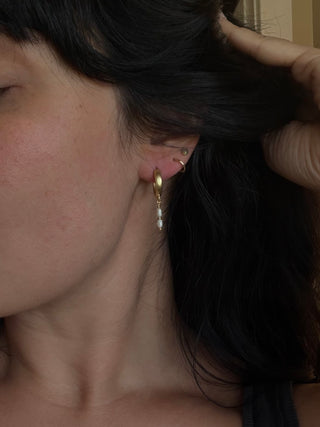 Small Pearl Huggie Hoops