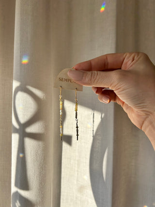 Green sea glass and pearl earrings