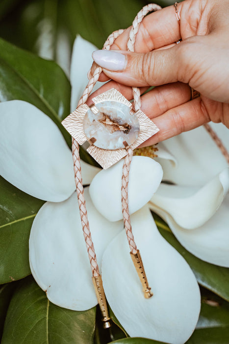 Druzy Agate bolo tie - Keep Moving Forward"