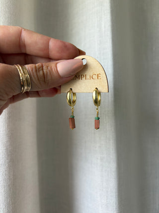 Turquoise and Terracotta Huggie Hoops