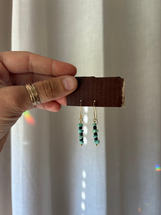 Turquoise and dyed Black Coconut Husk earrings