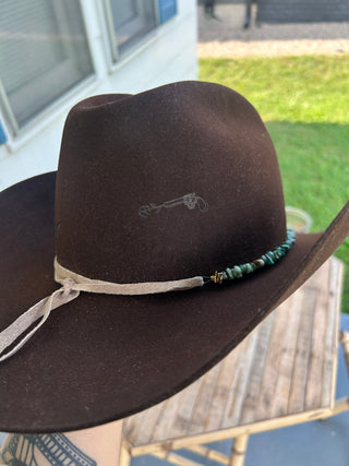 Turquoise + gold hat band