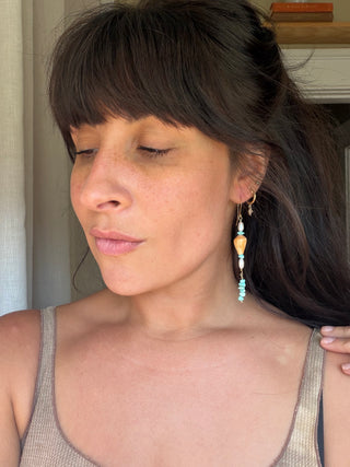 Shells, Pearl and Turquoise earrings