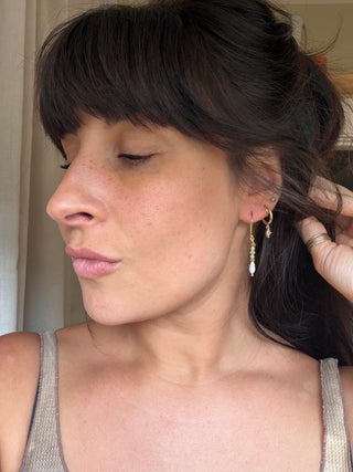 Pearl and Green sea glass earrings