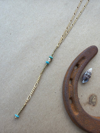 Pearl and Turquoise 14k Plated Drop Necklace