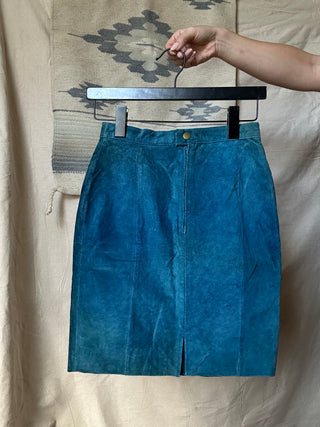 Blue Leather Skirt