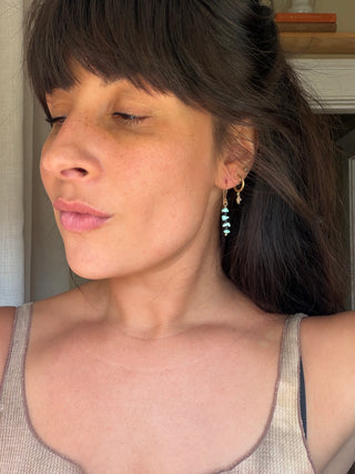 Turquoise and dyed Black Coconut Husk earrings