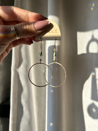 Turquoise and Pearl hoops