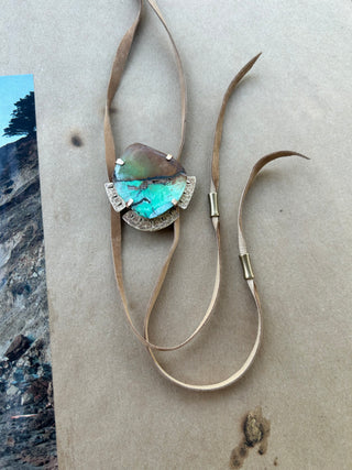 Turquoise - brown and blue suede bolo