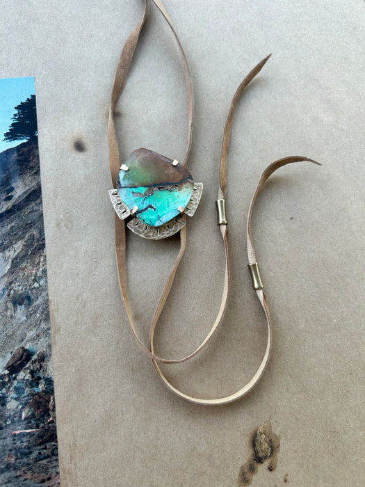 Turquoise - brown and blue suede bolo