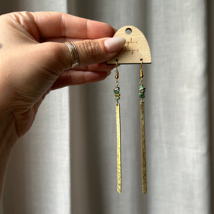 Bronze vertical earrings with Turquoise