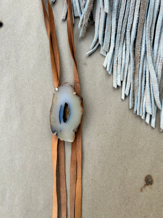 Brown and Blue Agate Bolo Tie