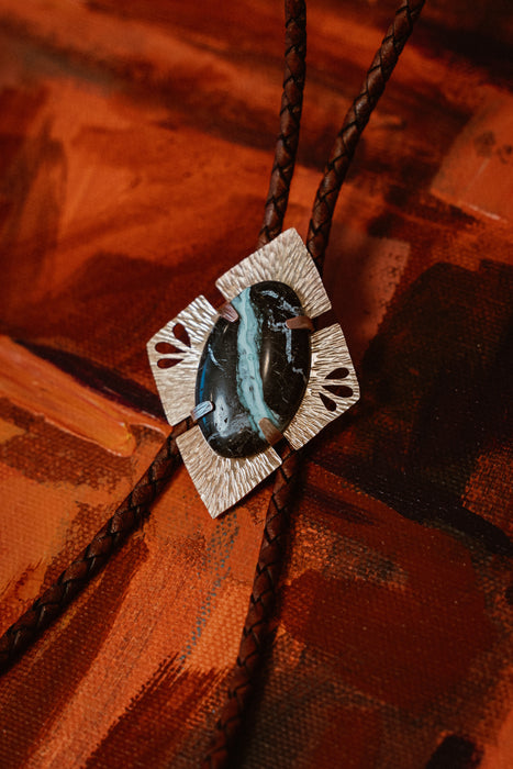 “White River” rare Turquoise bolo tie