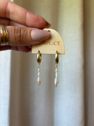 Pearl Huggie Hoops