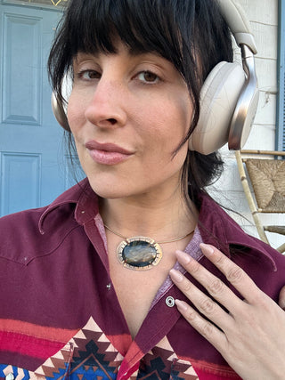 Blue Tigers Eye choker pendant