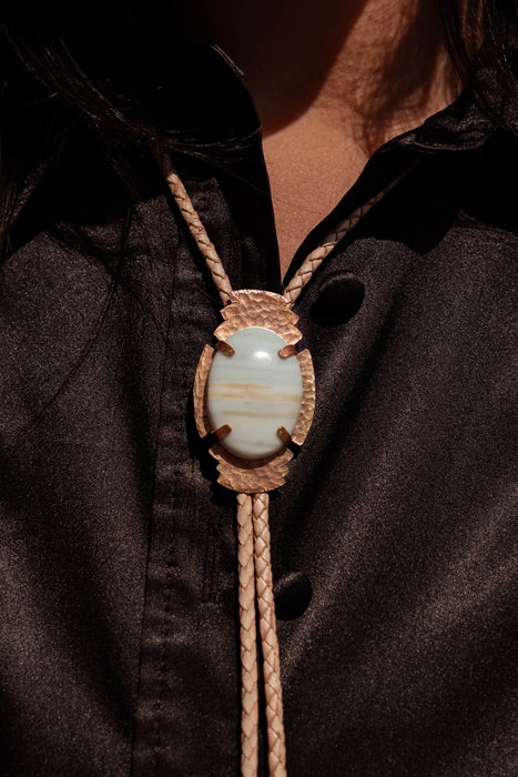 Green Lace Agate bolo tie