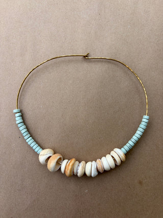 Simple Shell + Turquoise Choker Necklace