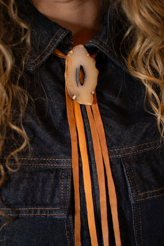 Brown and Blue Agate Bolo Tie