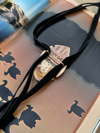 Turquoise bolo tie - hand cut suede