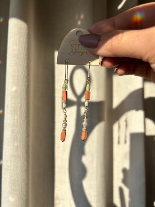 Pearl and terracotta earrings