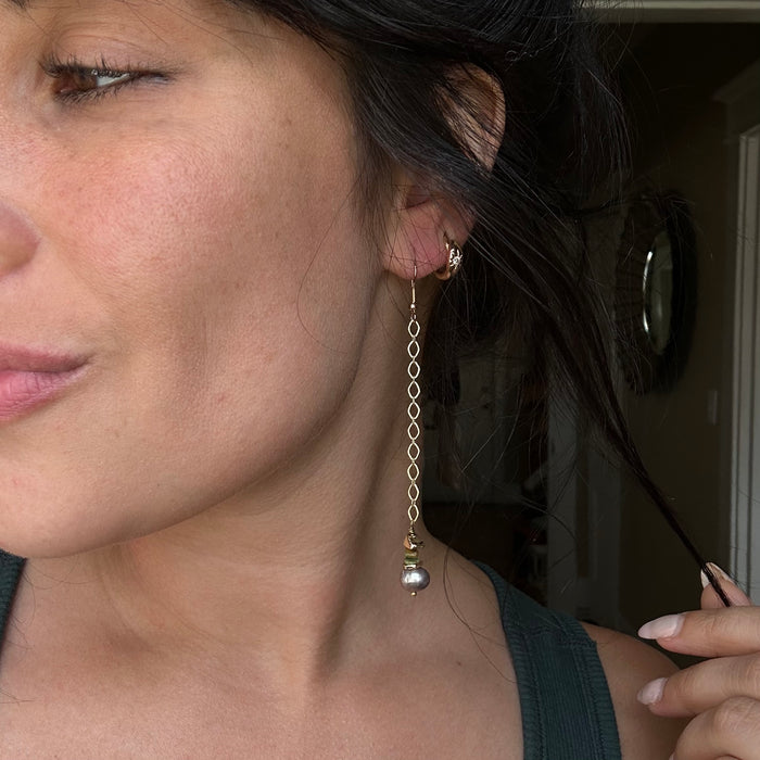 Pearl and Turquoise duster earrings