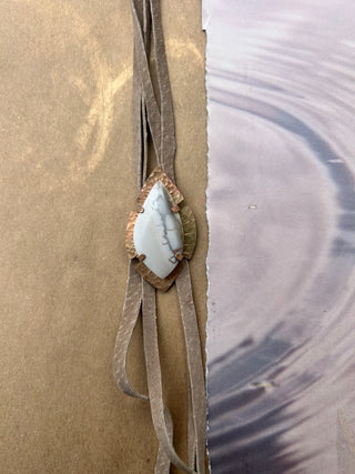 Gray Jasper with hand-cut suede