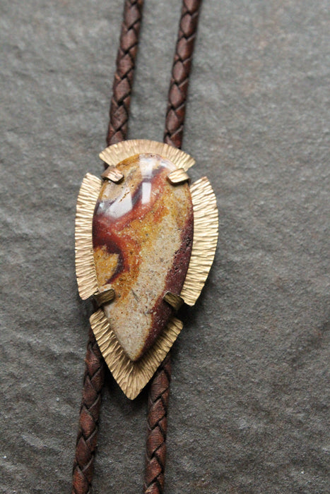 Red Lace Agate Bolo Tie - Something In The Orange